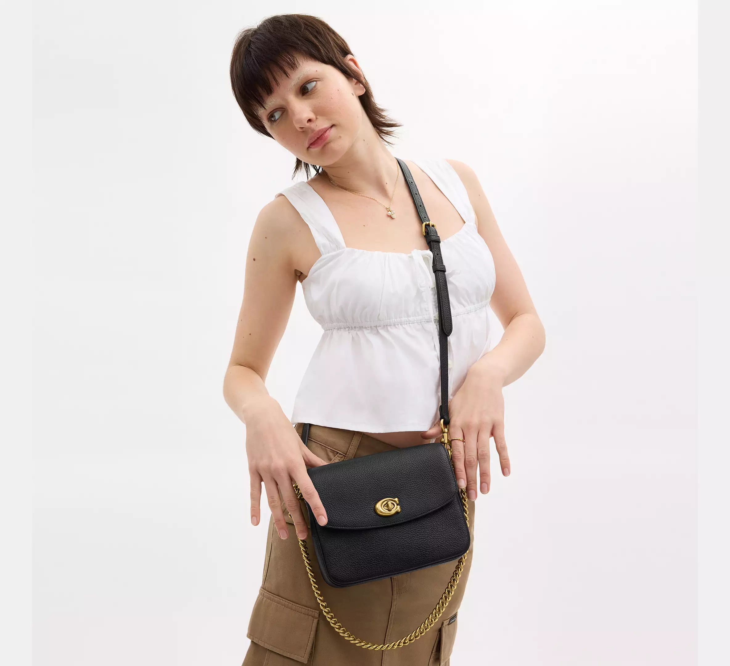 COACH Turn Lock Cassie Crossbo Brass Black NO SIZE