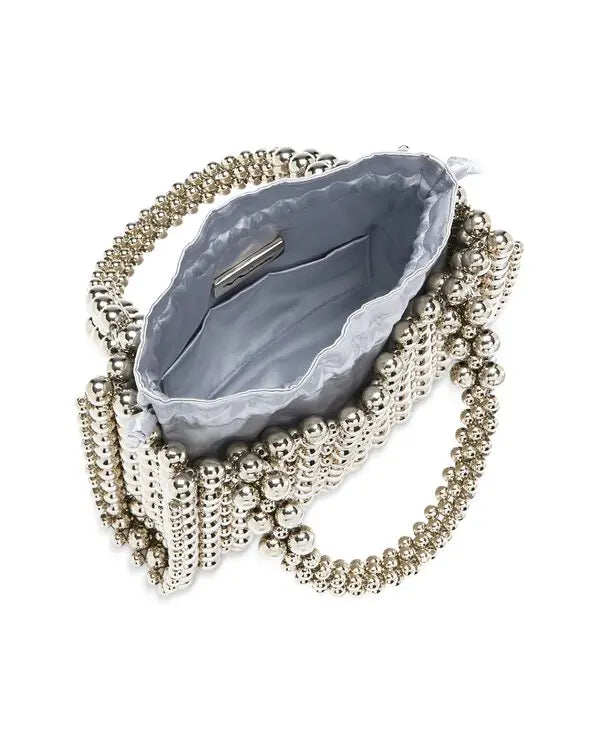 Aqua Beaded Satchel With Pouch