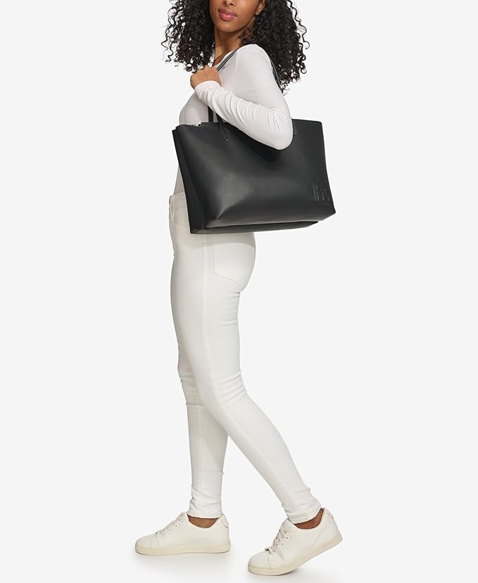 DKNY Lena Small Top Handle Hobo Bag Black Silver