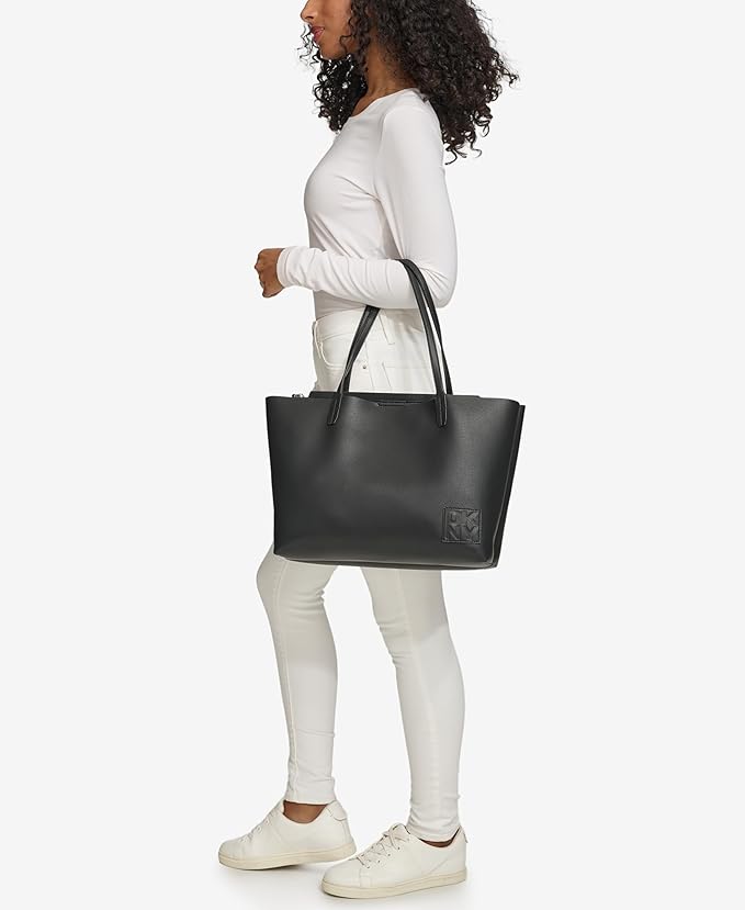 DKNY Lena Small Top Handle Hobo Bag Black Silver