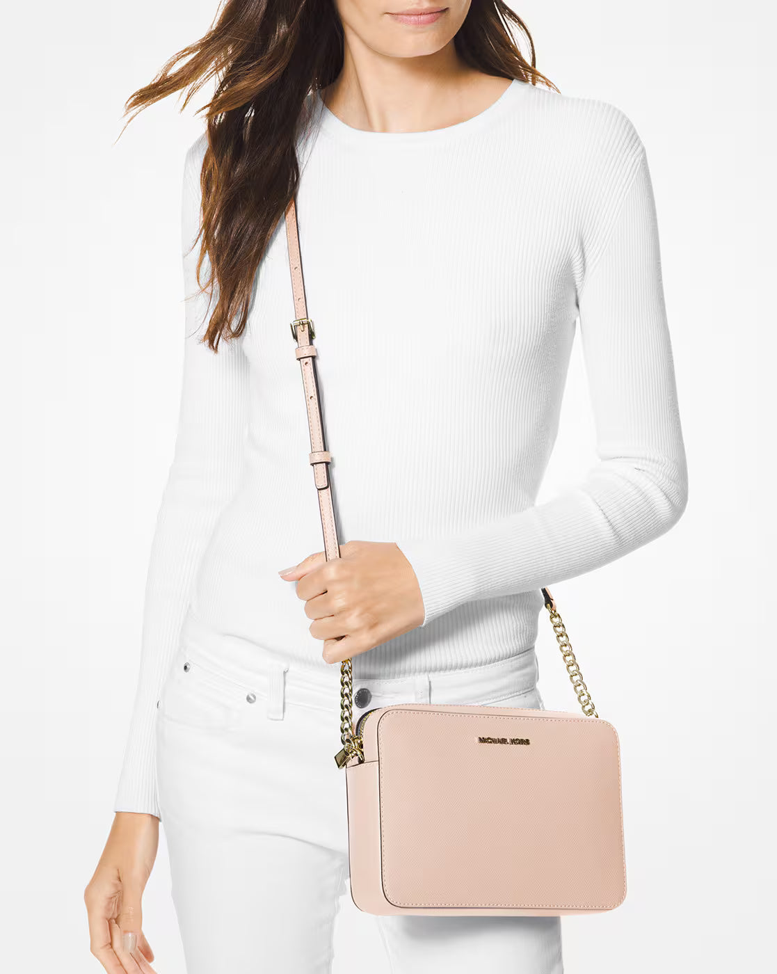 Michael Kors Jet Set Travel Large Crossbody Soft Pink Gold