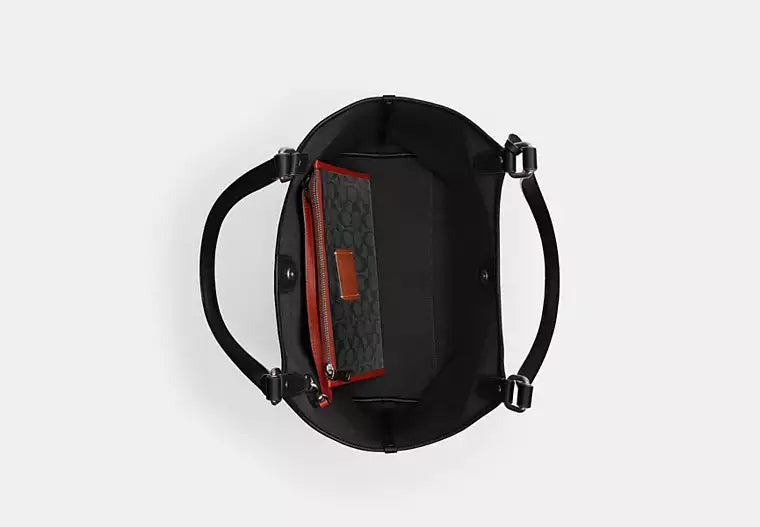 COACH Medium Signature Coated Canvas V5 Charcoal Black