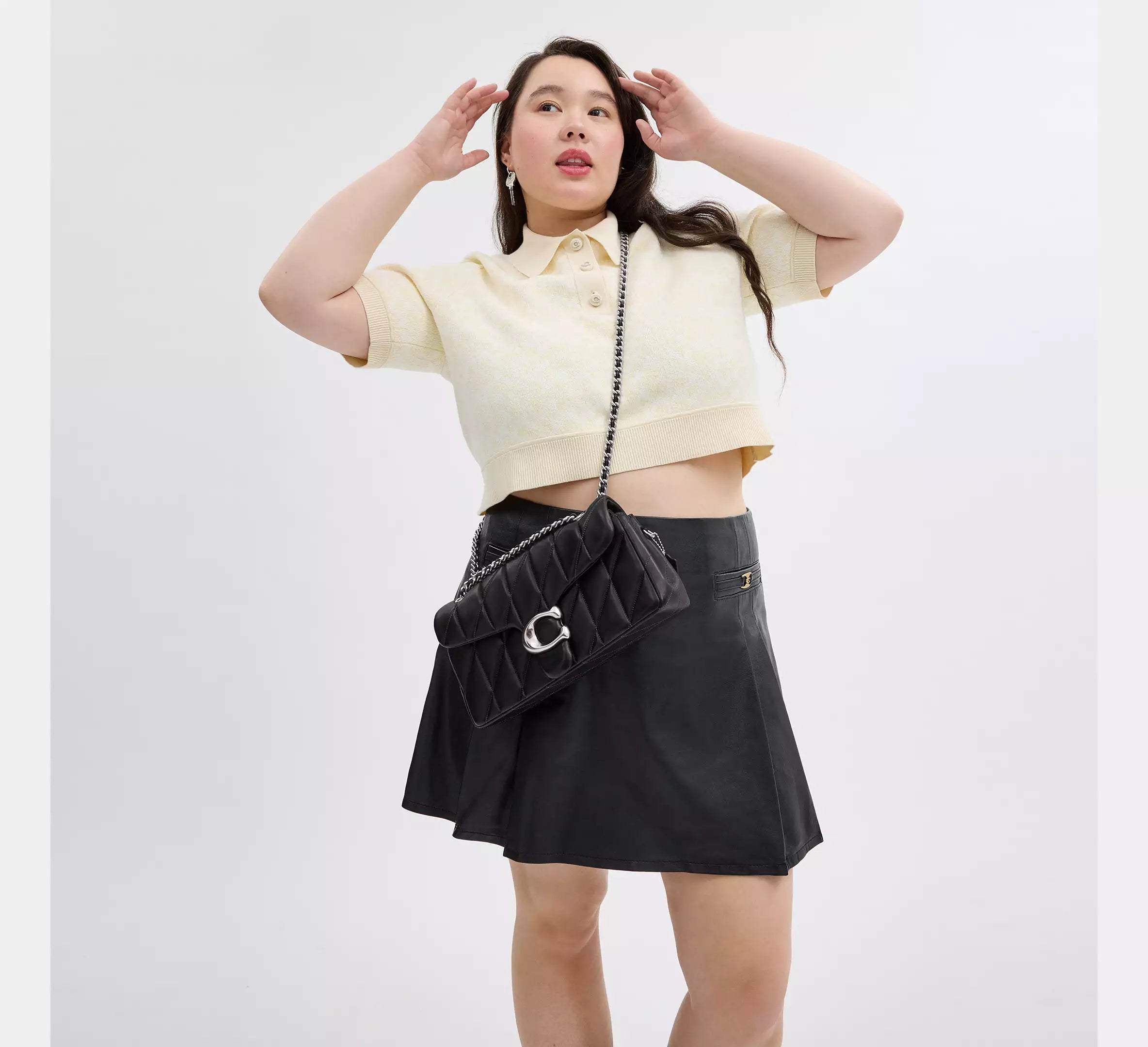 COACH Quilted Leather Mini Tabby Shoulder V5 Black