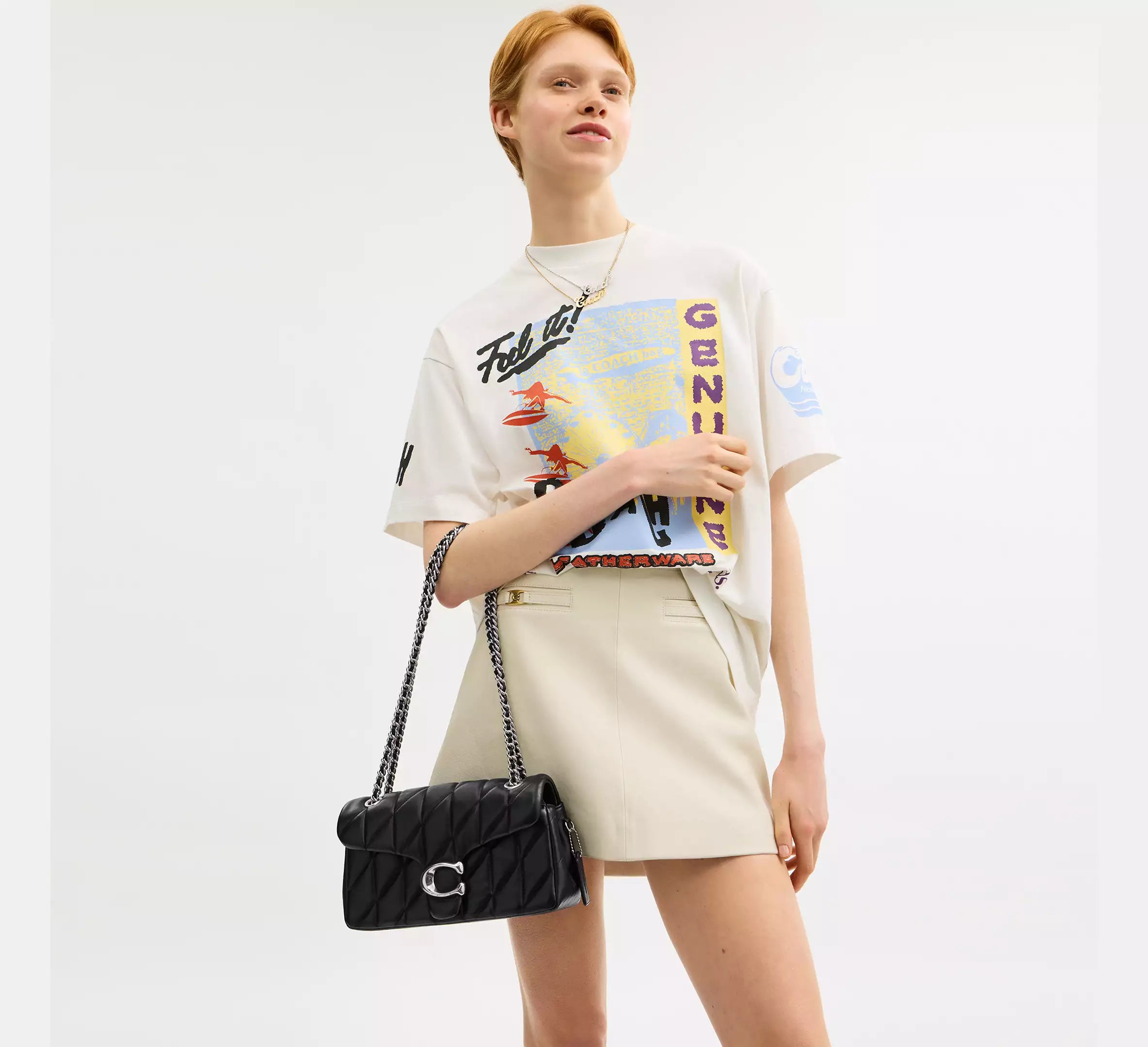 COACH Quilted Leather Mini Tabby Shoulder V5 Black