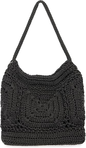 The Sak Ava Crochet Mini Hobo Black Patch
