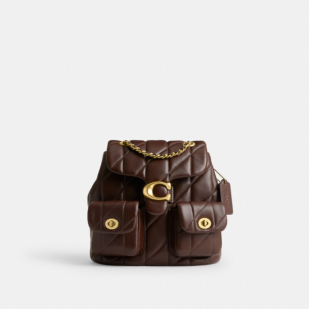 COACH Tabby Leather Backpack Brass Maple