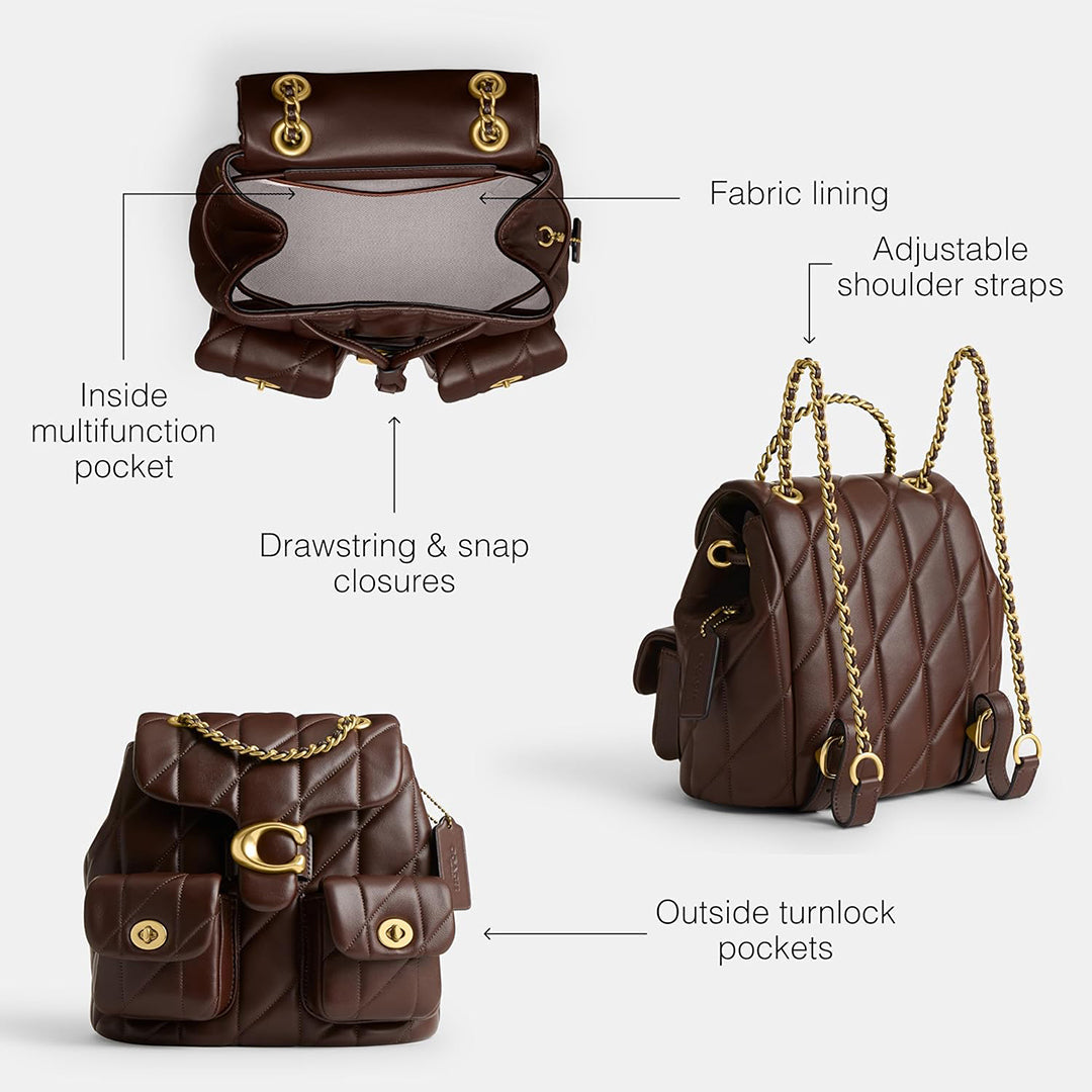 COACH Tabby Leather Backpack Brass Maple