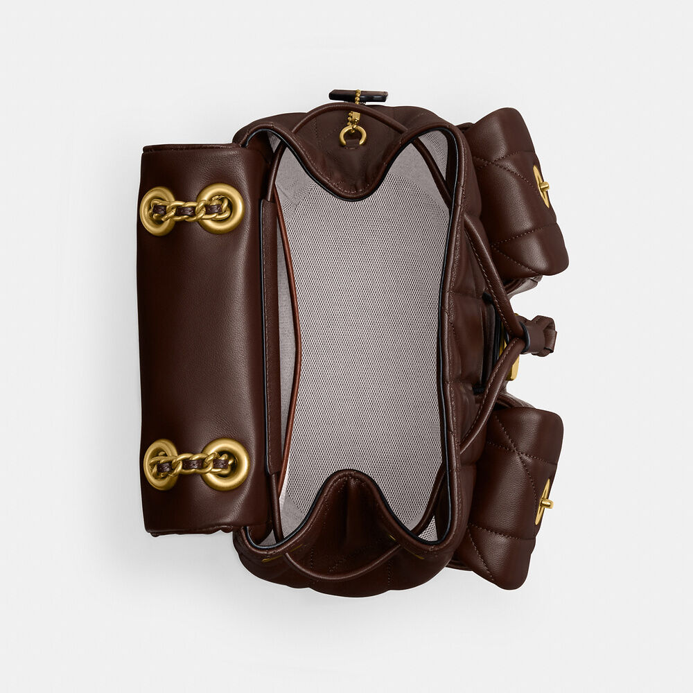 COACH Tabby Leather Backpack Brass Maple