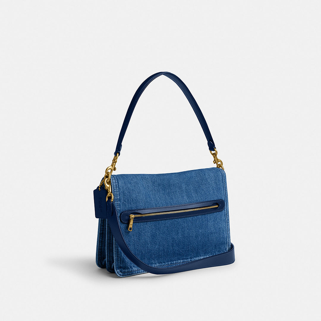 COACH Chain Tabby Small Denim Shoulder Bag Deep Blue