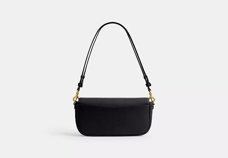 COACH Brook Small Leather Flap Chain Brass Black