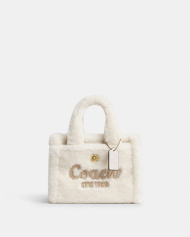 COACH Cargo Zipper Tote Bag Shearling Chalk
