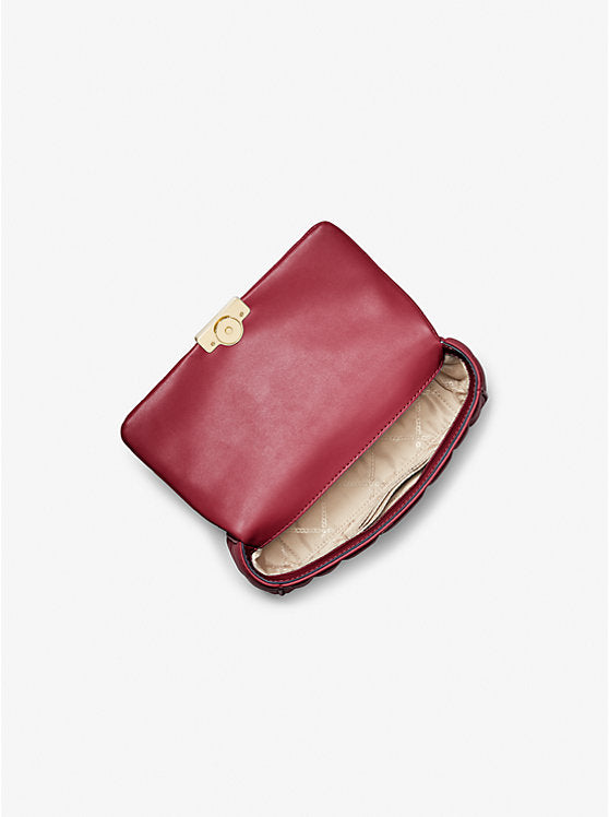 Michael Kors Small Quilted Leather Convertible Deep Red