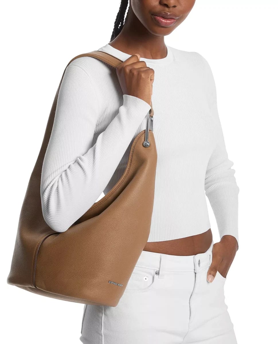 Michael Kors Large Leather Hobo Shoulder Bag Driftwood