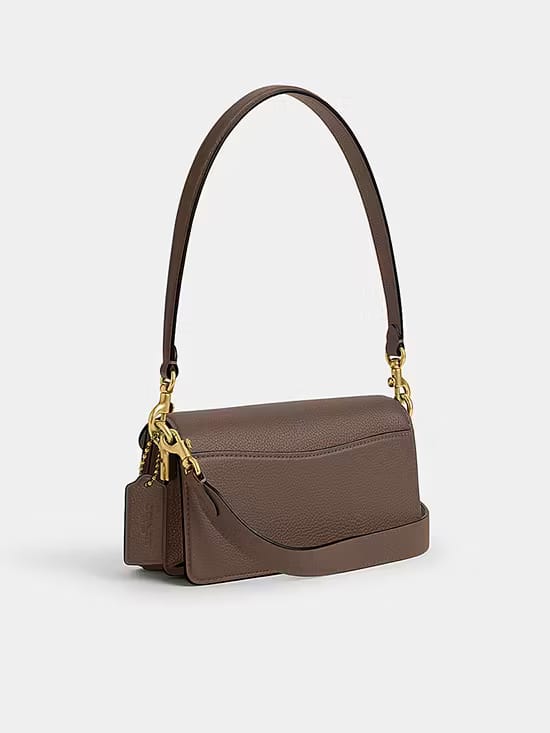 COACH Polished Pebble Leather Mini Tabby Brass Dark Stone