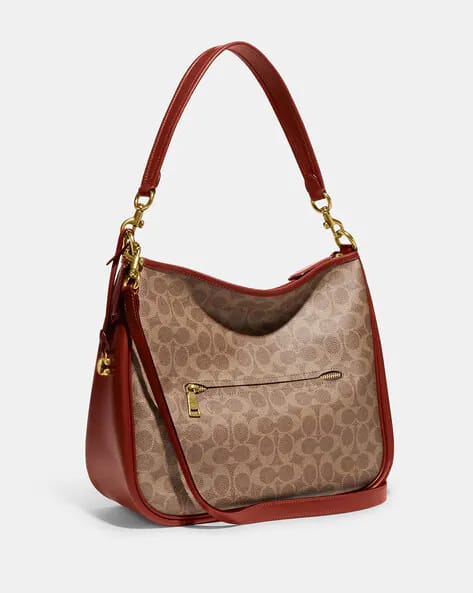 COACH Coated Canvas Signature Cary Crossbody Tan Rust