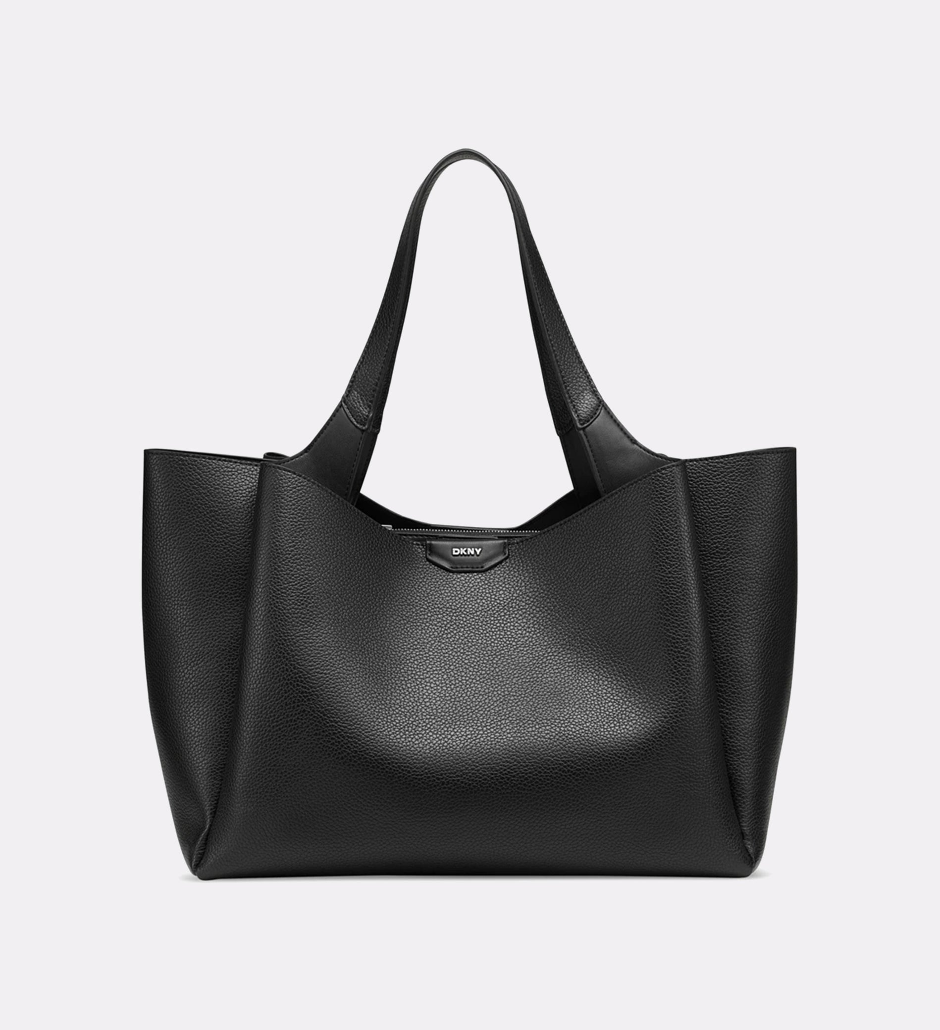 DKNY Willa Medium Top Handle Satchel Black Silver