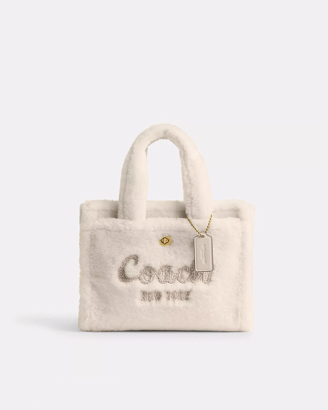 COACH Cargo Zipper Tote Bag Shearling Chalk