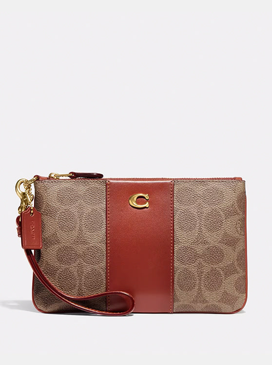 COACH Signature Coated Canvas Small Tan Rust