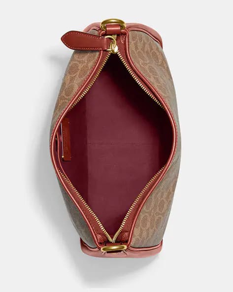 COACH Coated Canvas Signature Cary Crossbody Tan Rust