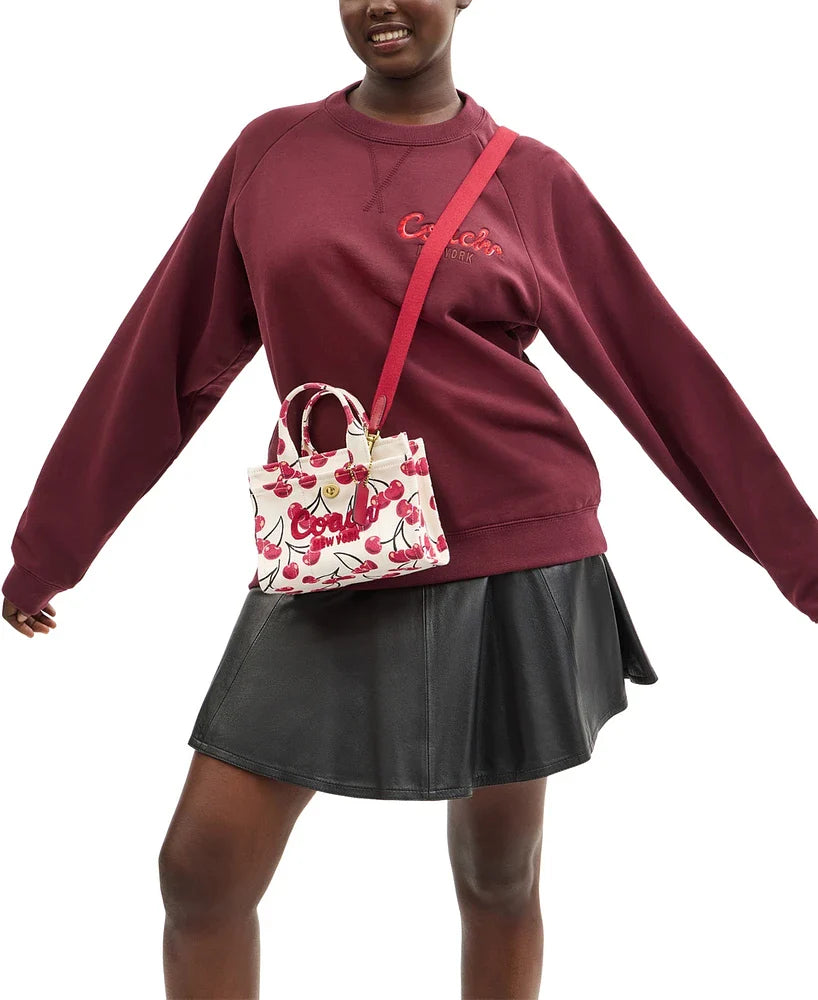 COACH Cargo Cherry Print Canvas Tote B4 Chalk Multi