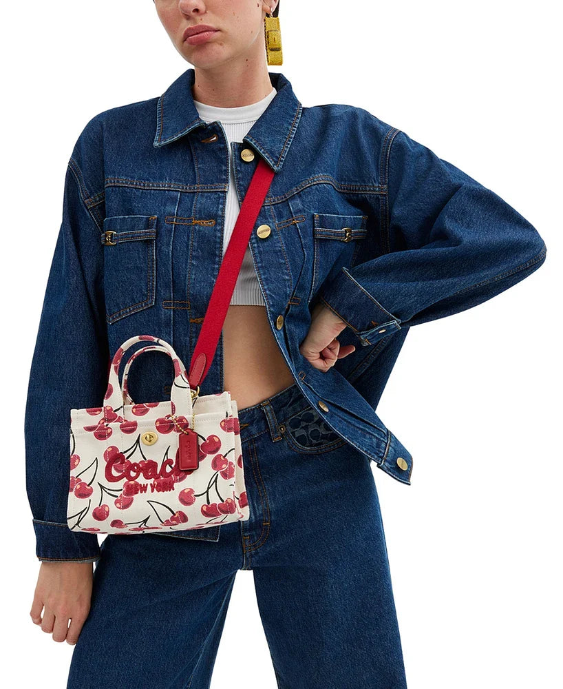 COACH Cargo Cherry Print Canvas Tote B4 Chalk Multi