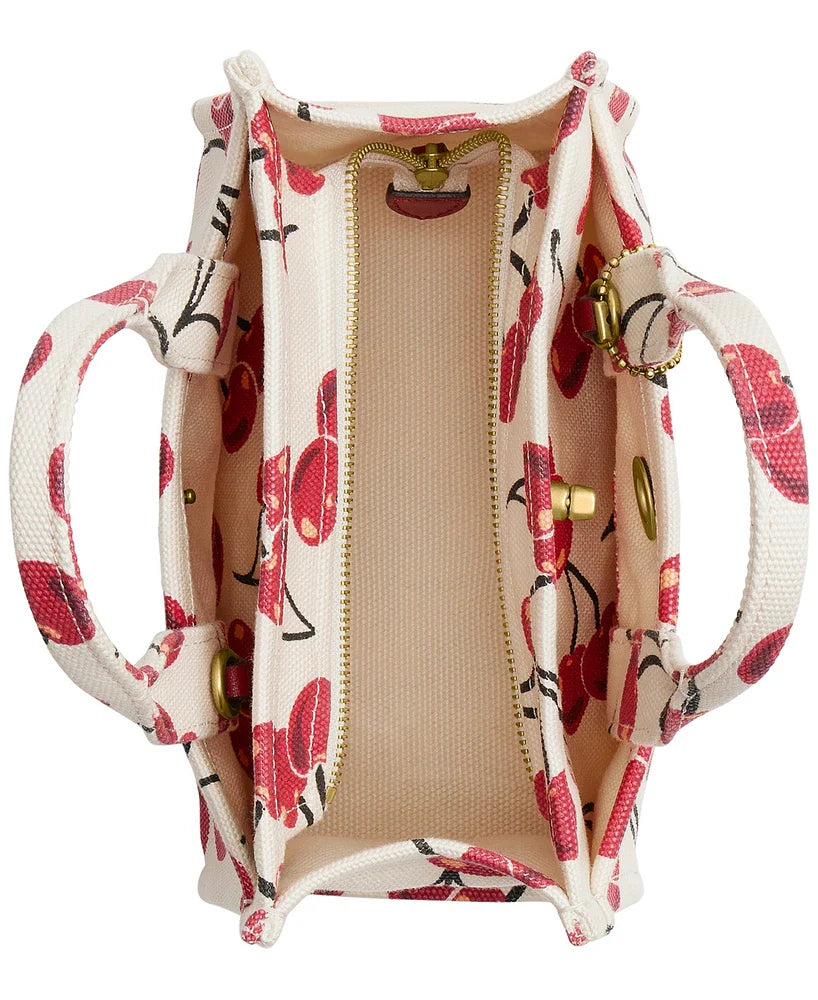COACH Cargo Cherry Print Canvas Tote B4 Chalk Multi