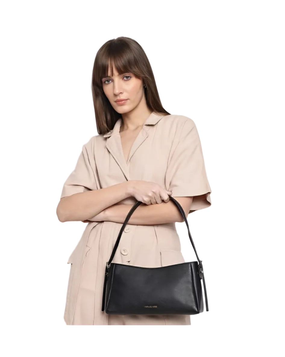 MK Moore Medium Leather Crossbody Black