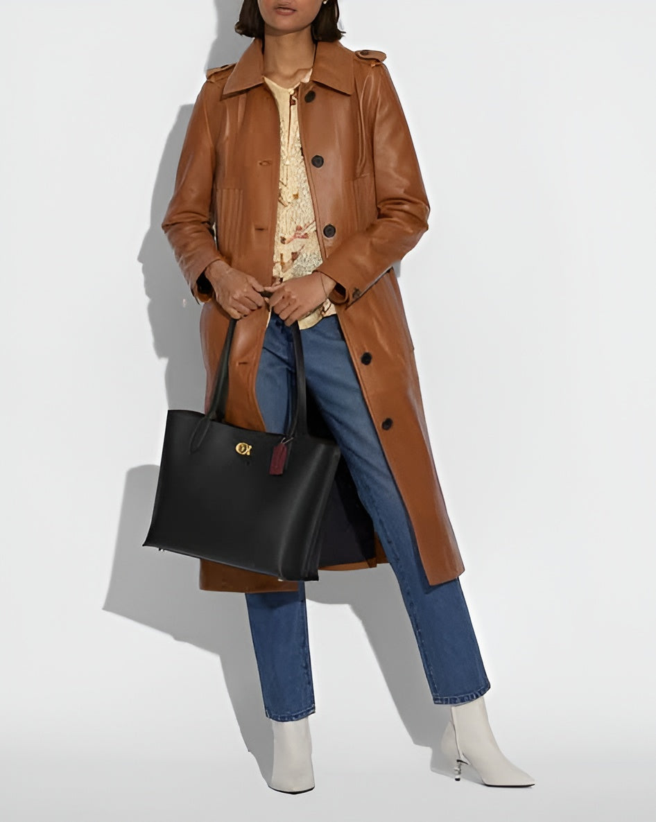 COACH Polished Pebble Leather Willow Black