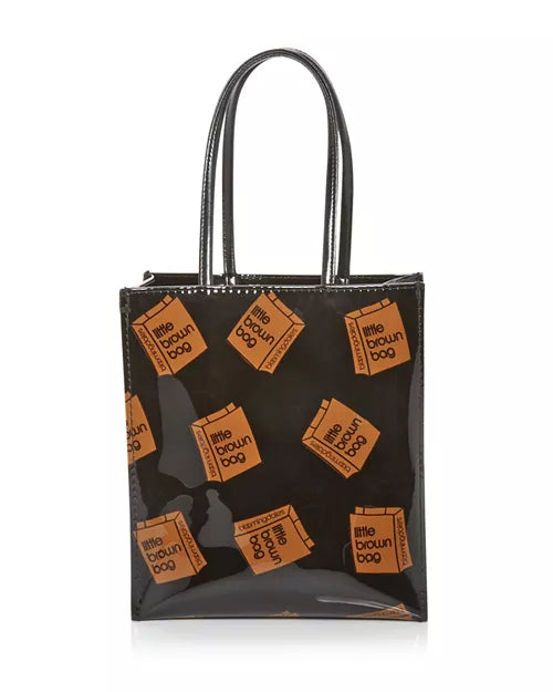 glossy tote bag with signature logo print