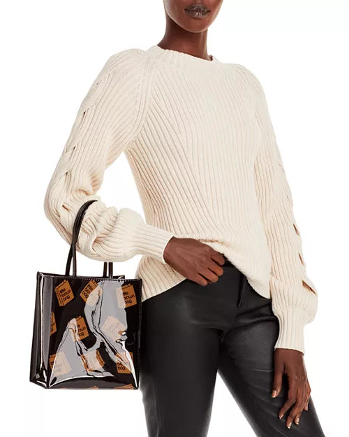 glossy tote bag with signature logo print