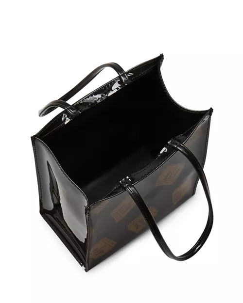 glossy tote bag with signature logo print