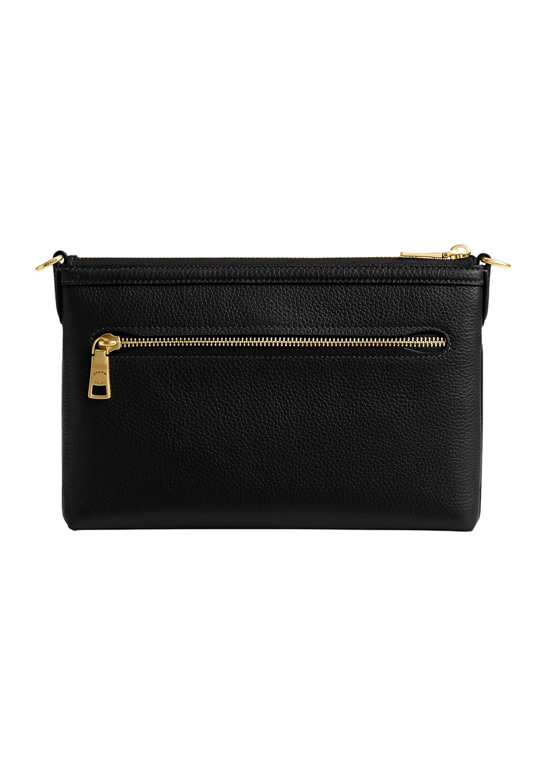 COACH Refined Pebble Leather Legacy Brass Black