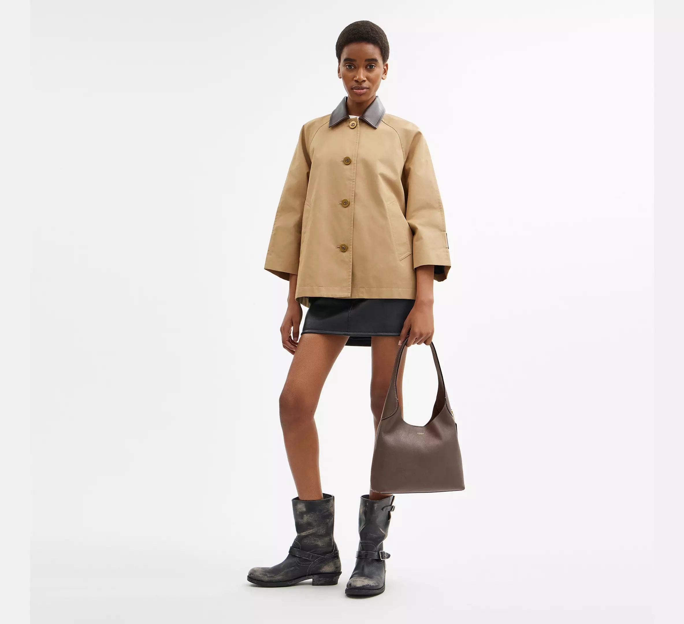 COACH Brooklyn 28 Medium Leather Shoulder Brass Maple