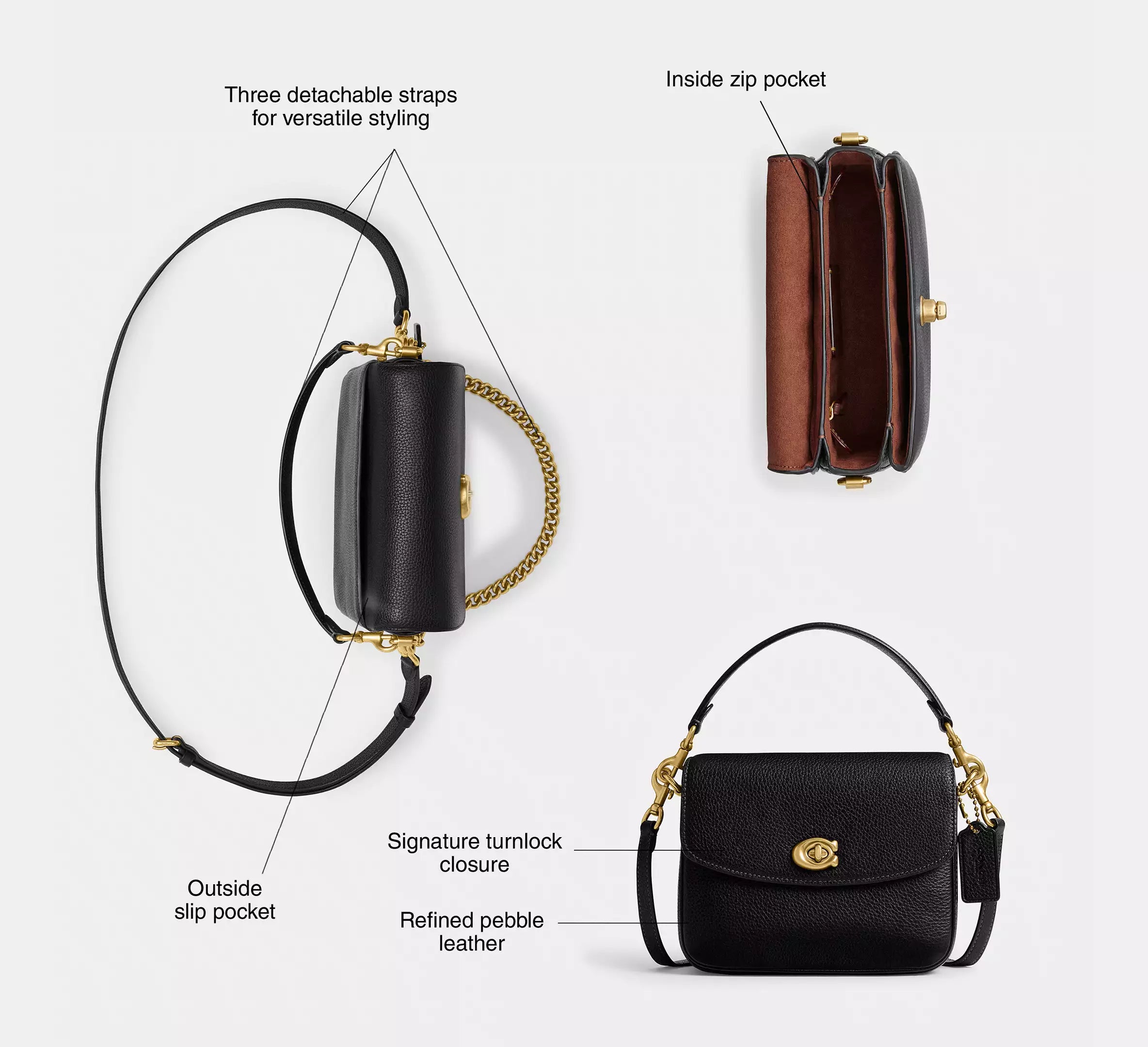 COACH Turn Lock Cassie Crossbo Brass Black NO SIZE