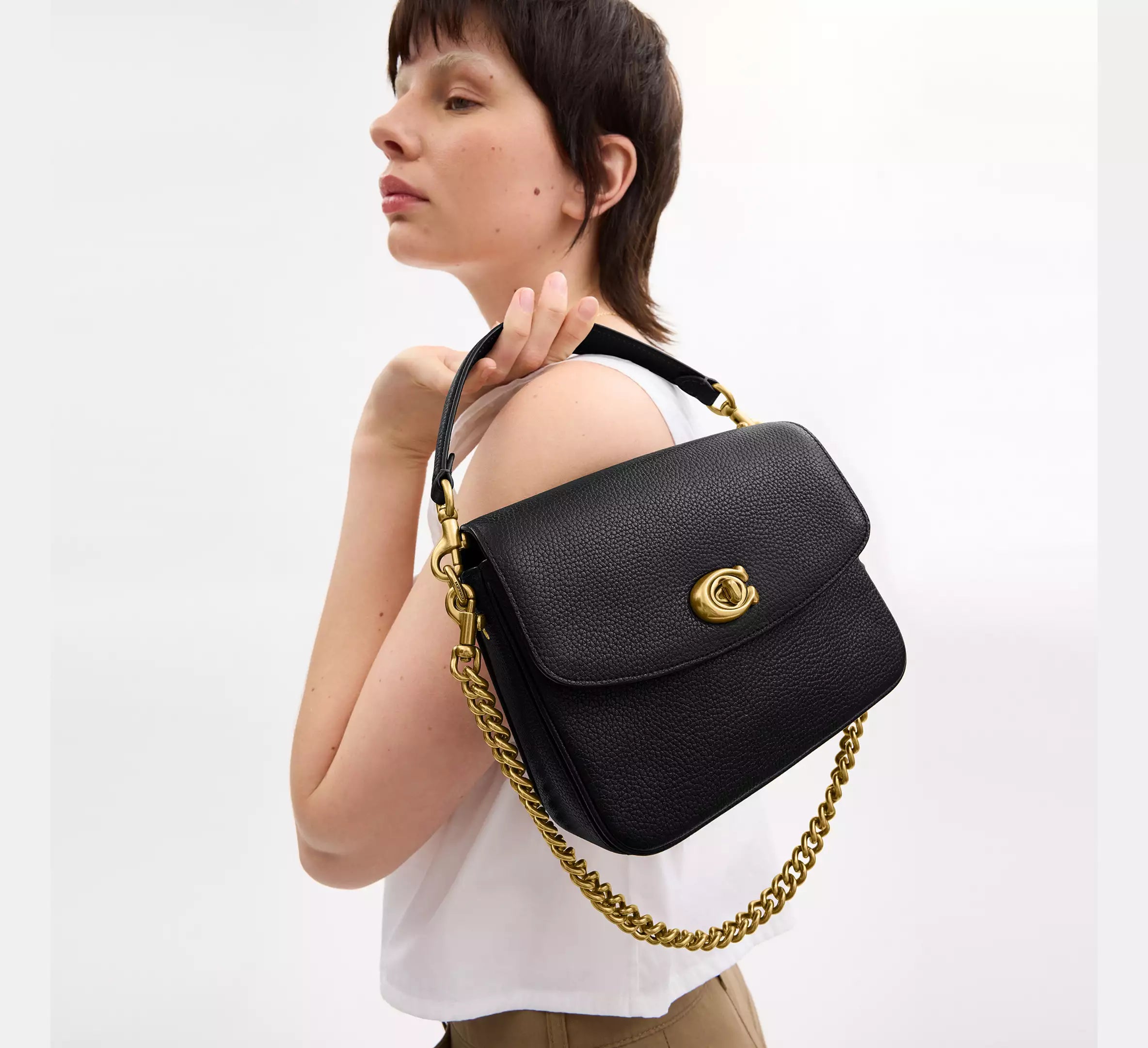 COACH Turn Lock Cassie Crossbo Brass Black NO SIZE