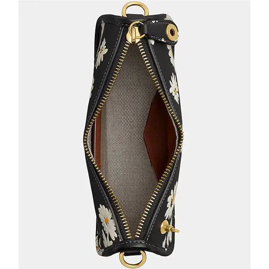 COACH Swinger 20 Floral Print Leathe Brass Black M