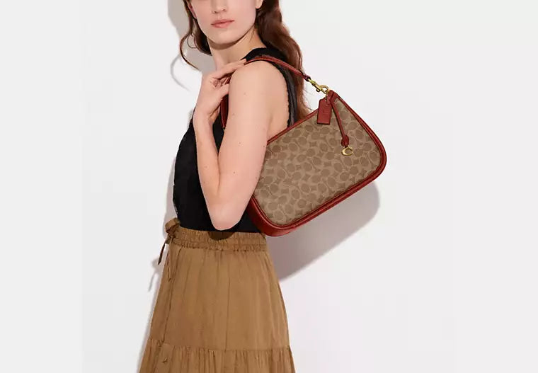 COACH Coated Canvas Signature Crossb Tan Rust