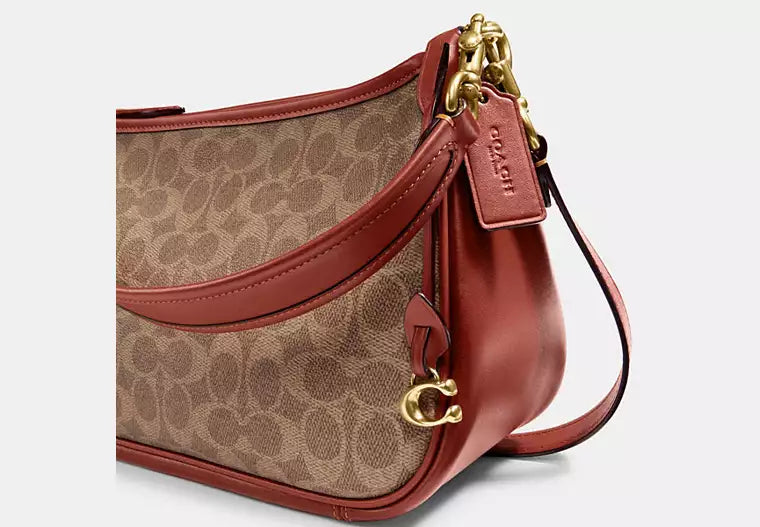 COACH Coated Canvas Signature Crossb Tan Rust