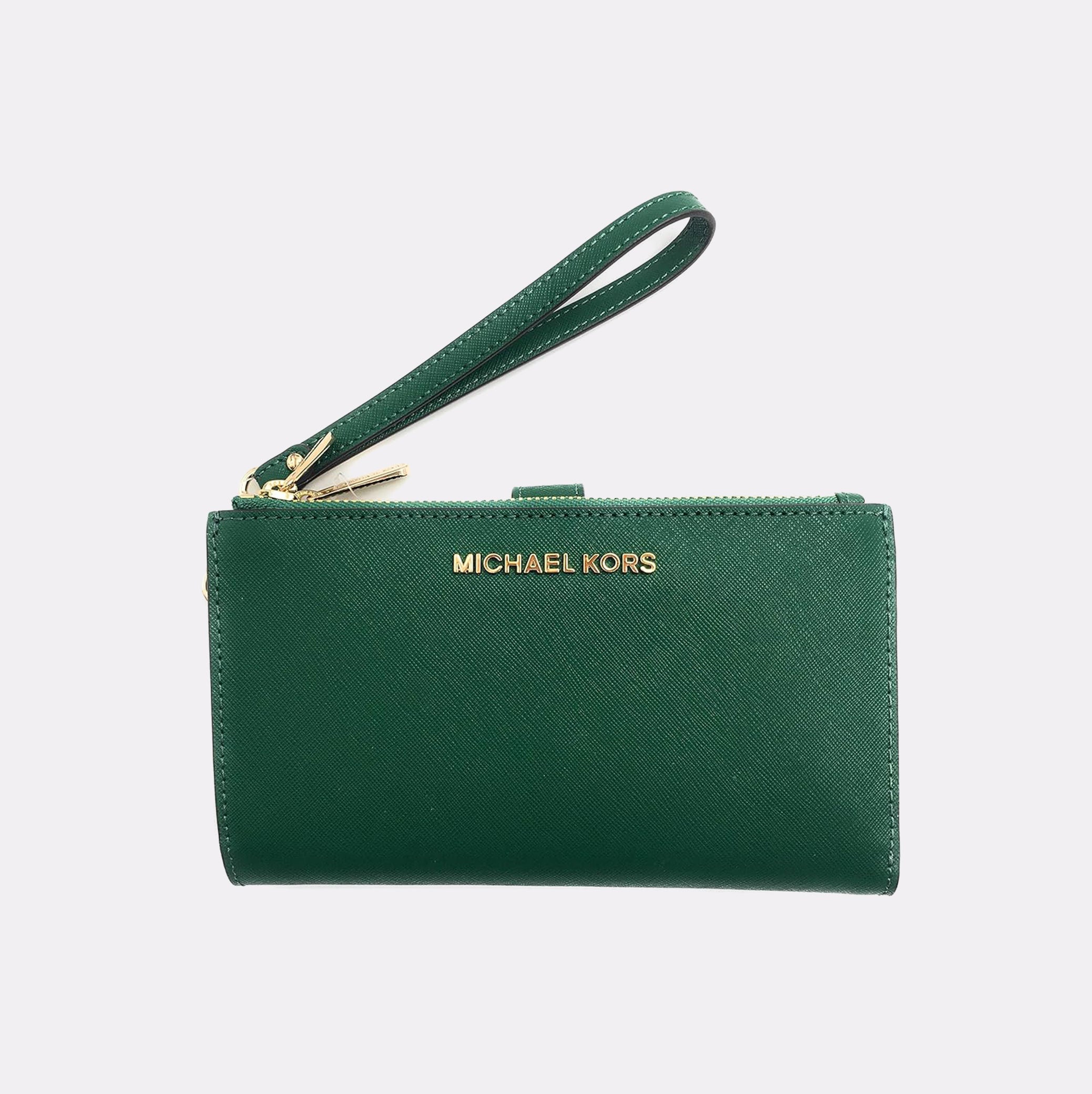 Michael Kors Jet Set Leather Zip-Around Car Safari Green