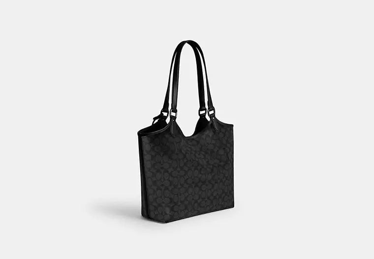 COACH Medium Signature Coated Canvas V5 Charcoal Black