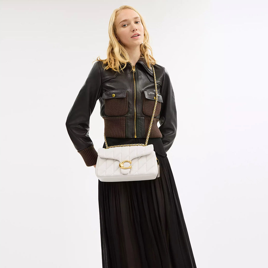 COACH Tabby Small Quilted Leather Shoulder Chalk