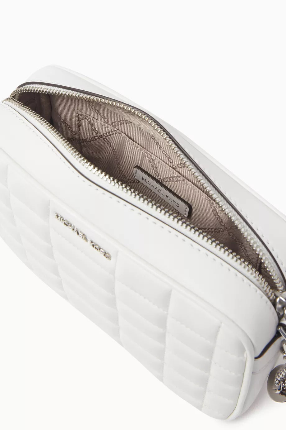 MK Jet Set Small Leather Camera Bag Optic White