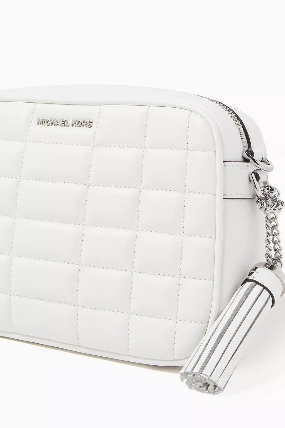 MK Jet Set Small Leather Camera Bag Optic White