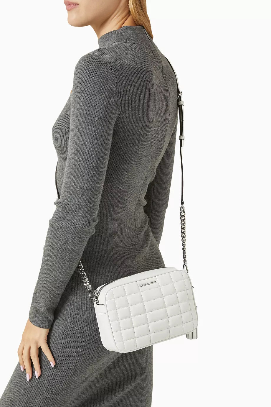 MK Jet Set Small Leather Camera Bag Optic White