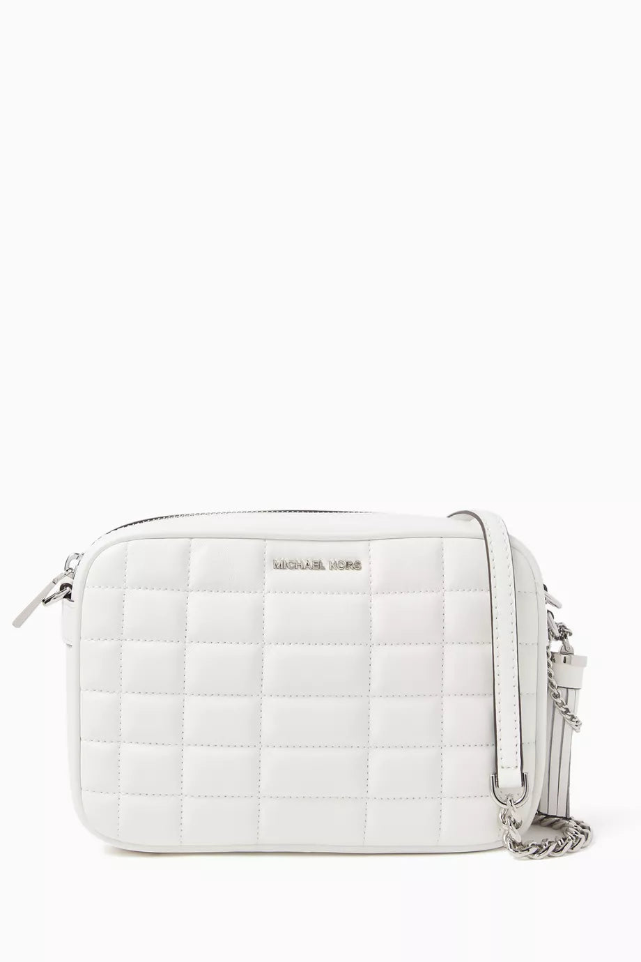 MK Jet Set Small Leather Camera Bag Optic White