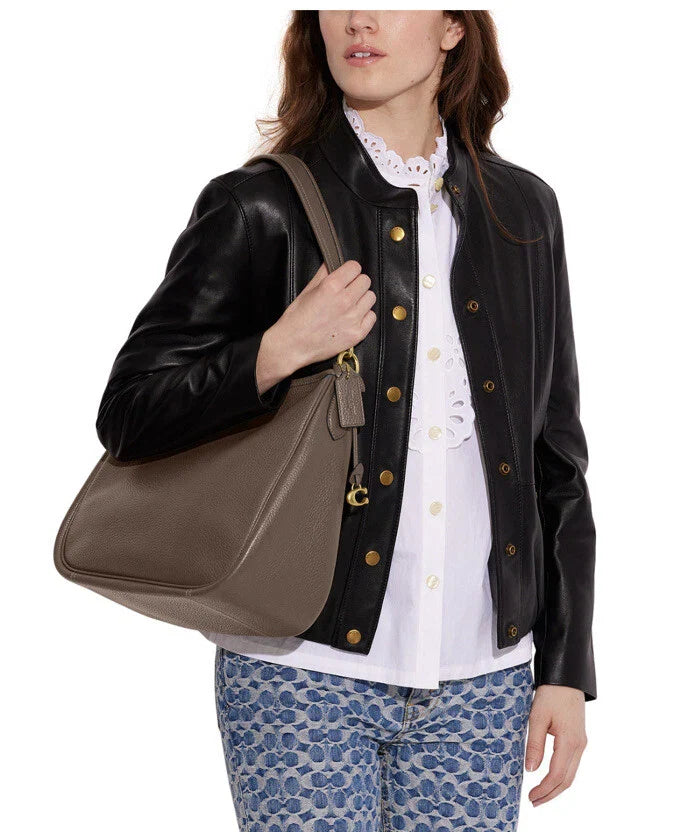 COACH Soft Pebble Leather Shoulder Bag Chalk