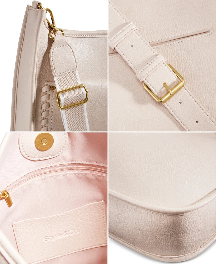 Style Co Whipstitch Medium Crossbody Alabaster