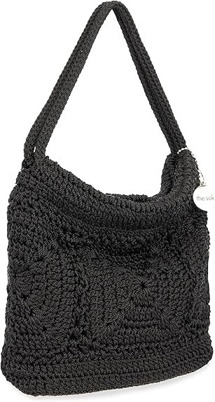 The Sak Ava Crochet Mini Hobo Black Patch