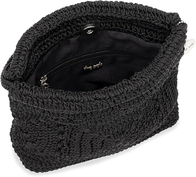 The Sak Ava Crochet Mini Hobo Black Patch