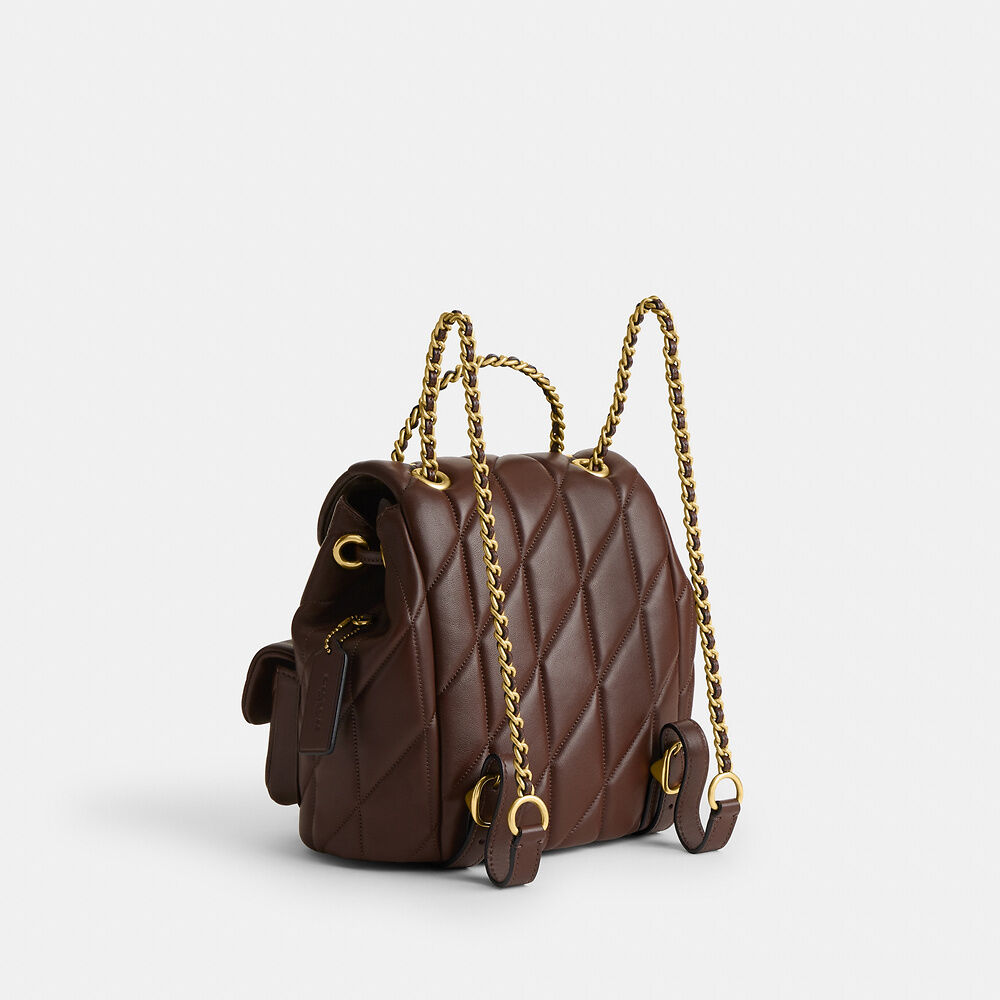 COACH Tabby Leather Backpack Brass Maple